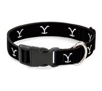 Plastic Clip Collar Yellowstone Y Logo Black/White WIDE-Large 20-31"