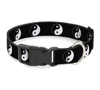 Plastic Clip Collar Ying Yang Symbol Black/White Medium 11-16.5"