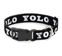 Plastic Clip Collar YOLO Bold Black/White NARROW-Large 9.5-14.5"