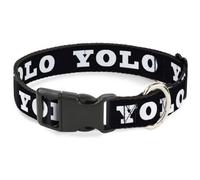 Plastic Clip Collar YOLO Bold Black/White WIDE-Small 13-17"