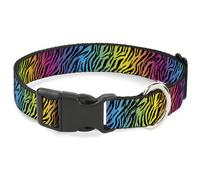 Plastic Clip Collar Zebra Rainbow Ombre WIDE-Large 20-31"