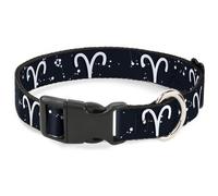Plastic Clip Collar Zodiac Aries Symbol/Constellations Black/White WIDE-Medium 1