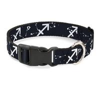 Plastic Clip Collar Zodiac Sagittarius Symbol/Constellations Black/White WIDE-Me