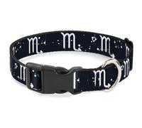 Plastic Clip Collar Zodiac Scorpio Symbol/Constellations Black/White WIDE-Medium