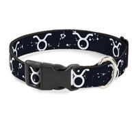 Plastic Clip Collar Zodiac Taurus Symbol/Constellations Black/White WIDE-Medium