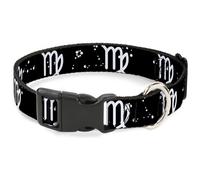 Plastic Clip Collar Zodiac Virgo Symbol/Constellations Black/White WIDE-Medium 1