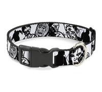 Plastic Clip Collar Zombies White/Black NARROW-Small 7-8.5"