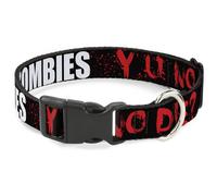 Plastic Clip Collar Zombies Y U NO DIE Black/White/Red NARROW-Large 9.5-14.5"