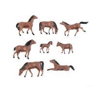 Plastic Farm Animal Models - Cavalli, scala HO 2,2 cm | Dettagli dipinti a mano, 4 pose dinamiche, colore marrone realistico, si adatta a layout HO, migliora lo scenario
