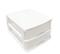 Plastic Forte Cassettiera da tavolo Bianco 2 cassetti Trasparenti 18,5 x 26 x 35