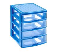 PLASTIC FORTE, Cassettiera da tavolo, blu, 4 cassetti