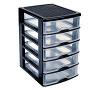 PLASTIC FORTE, Cassettiera da tavolo, Nero, 5 cassetti