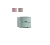 Plastic Forte Cassettiera Duero 2 Cassetti 25,5x18x17,5 Verde, Rosa, Marrone