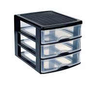 Plastic Forte, Cassettiera Guadiana da tavolo, Nero, 3 cassetti