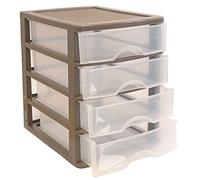 Plastic Forte - Cassettiera in plastica marrone 4 cassetti Colore trasparente 35 x 27 x 35,5 cm