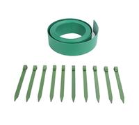 Plastic Garden Border 10M | Wood - Like Grain Pattern Defines Lawn & Flower Beds | Flexible PE Landscape Edging Kit with Fixing Nails | Easy DIY for Pathways/Shrubs/Gardens (Verde)
