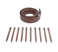 Plastic Garden Border 10M | Wood - Like Grain Pattern Defines Lawn & Flower Beds | Flexible PE Landscape Edging Kit with Fixing Nails | Easy DIY for Pathways/Shrubs/Gardens (Marrone)