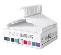 Plastic Hangers 50 Pack White - Clothes Hangers - Makes The Perfect Coat Hanger and General Space Saving Clothes Hangers for Closet - Perche