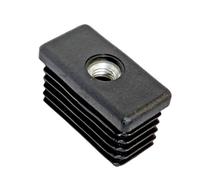 Plastic Hardware Store Tappo a Lamelle in Plastica (Polietilene) con Inserto Metallico Filettato per Tubo Rettangolare per Avvitare Piedini e Ruote - 40X30-M8 - Nero - 4 pezzi