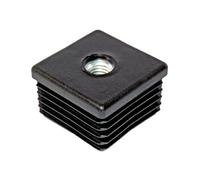 Plastic Hardware Store Tappo a Lamelle in Plastica (Polietilene) con Inserto Metallico Filettato per Tubo Quadro per Avvitare Piedini e Ruote - 50-M10 - Nero - 12 pezzi