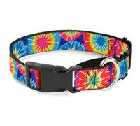 Plastic Martingale Collar 70's Tie Dye WIDE-Medium 16-23"