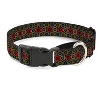 Plastic Martingale Collar Aboriginal Black/Cream/Multi Color WIDE-Small 13-18"