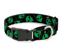 Plastic Martingale Collar Aliens Head Scattered Galaxy2/Green/Black WIDE-Medium