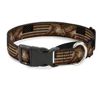 Plastic Martingale Collar Americana Eagle & Flag Rustic Wood Grain WIDE-Large 18