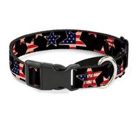 Plastic Martingale Collar Americana Stars & Flags Black/Red/White/Blue WIDE-Larg