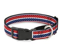 Plastic Martingale Collar Americana Stripe w/Mini Stars Blue/Red/White Small 9-1