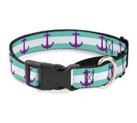 Plastic Martingale Collar Anchor/Stripe Teal/White/Purple Large 15-26"
