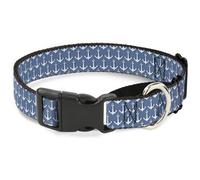 Plastic Martingale Collar Anchor2 Monogram Baby Blue/Navy/White WIDE-Large 18-32