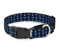 Plastic Martingale Collar Anchors Navy/White WIDE-Medium 16-23"