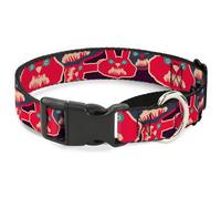 Plastic Martingale Collar Angry Bunnies CLOSE-UP Purple/Red/Blue Medium 11-17"