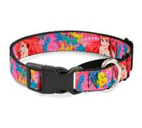 Plastic Martingale Collar Ariel/Flounder/Fish Trio Poses Pinks Medium 11-17"