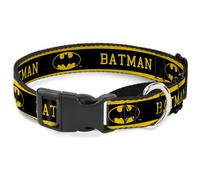 Plastic Martingale Collar BATMAN/Logo Stripe Yellow/Black WIDE-Medium 16-23"