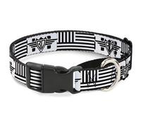 Plastic Martingale Collar BD Logo/American Stripe Flag White/Black WIDE-Medium 1