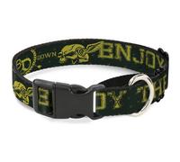 Plastic Martingale Collar BD Winged Skull ENJOY THE RIDE Olive/Lime Green Medium