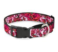 Plastic Martingale Collar Born to Blossom CLOSE-UP White WIDE-Medium 16-23"