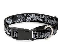 Plastic Martingale Collar Born to Raise Hell Black/White WIDE-Small 13-18"