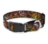 Plastic Martingale Collar Born to Raise Hell CLOSE-UP Red Medium 11-17"