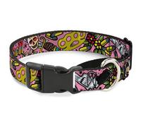 Plastic Martingale Collar Born to Raise Hell Pink WIDE-Small 13-18"