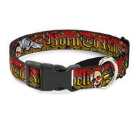 Plastic Martingale Collar Born to Raise Hell Red WIDE-Small 13-18"