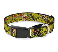 Plastic Martingale Collar Born to Raise Hell Yellow Large 15-26"