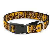 Plastic Martingale Collar BUCKLE-DOWN Shapes Gold/Leopard Brown WIDE-Large 18-32