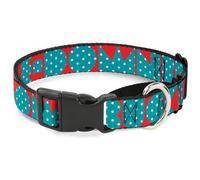 Plastic Martingale Collar BUCKLE-DOWN Shapes Red/Dot Turquoise/White Medium 11-1