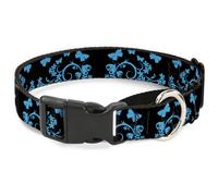 Plastic Martingale Collar Butterfly Garden Black/Blue Small 9-15"