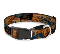 Plastic Martingale Collar Cali License Plates Stacked Vintage WIDE-Medium 16-23"