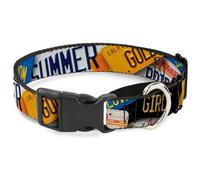 Plastic Martingale Collar Cali License Plates Stacked WIDE-Small 13-18"