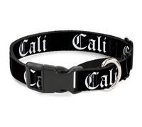 Plastic Martingale Collar CALI Old English Black/White Small 9-15"